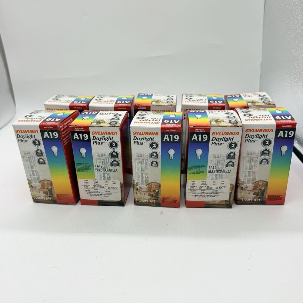 10 Sylvania Daylight Plus 42W Halogen A19 Light Bulbs 120V 570 Lumens